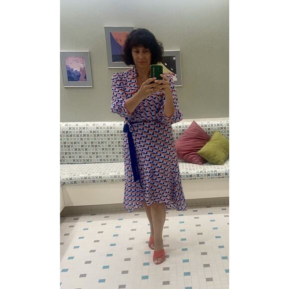 DOANE VON FURSTENBERG Women's Multicolored Geometric Print Ana Wrap Dress Size 8 - Picture 12 of 13